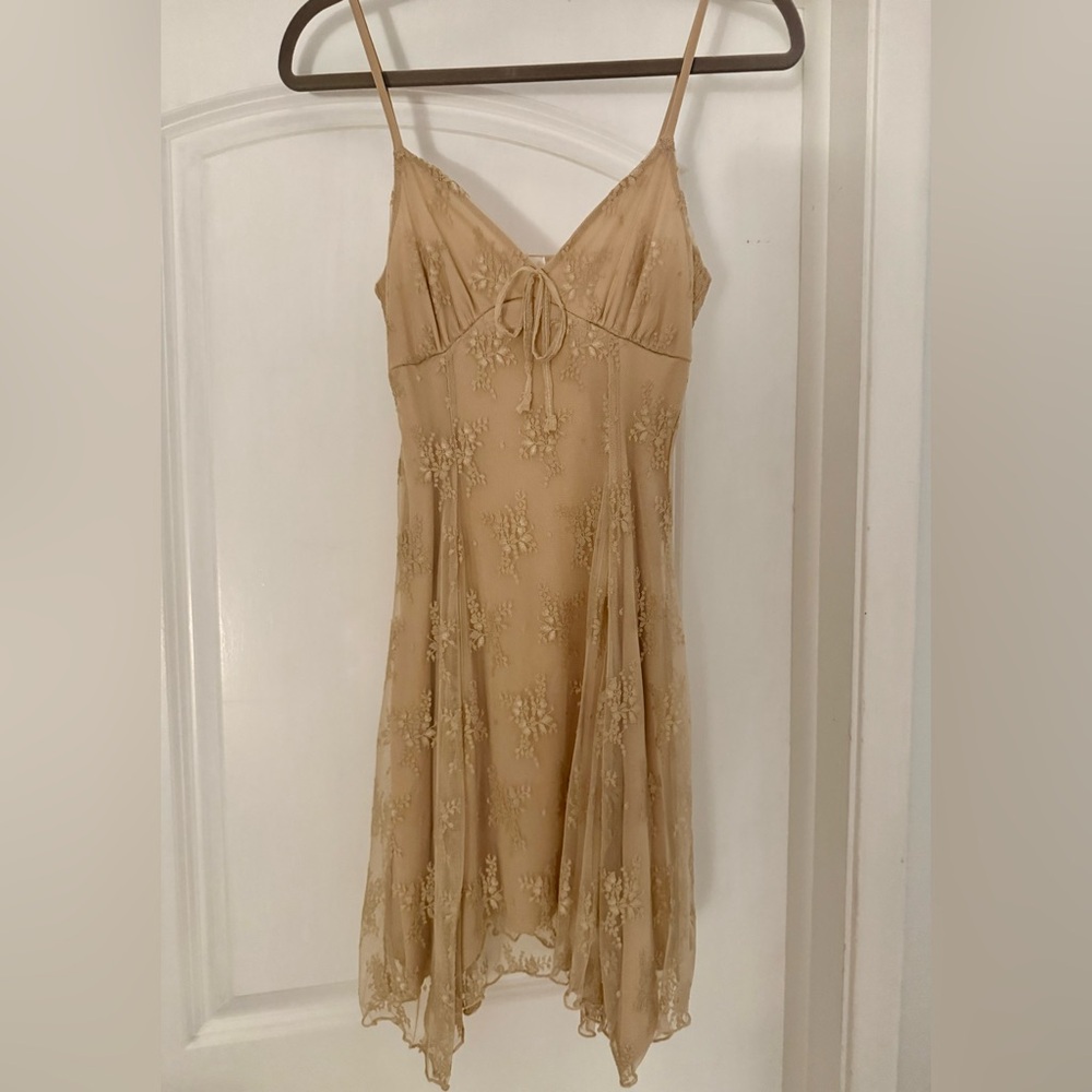 Stunning Beige Lace Slip Dress